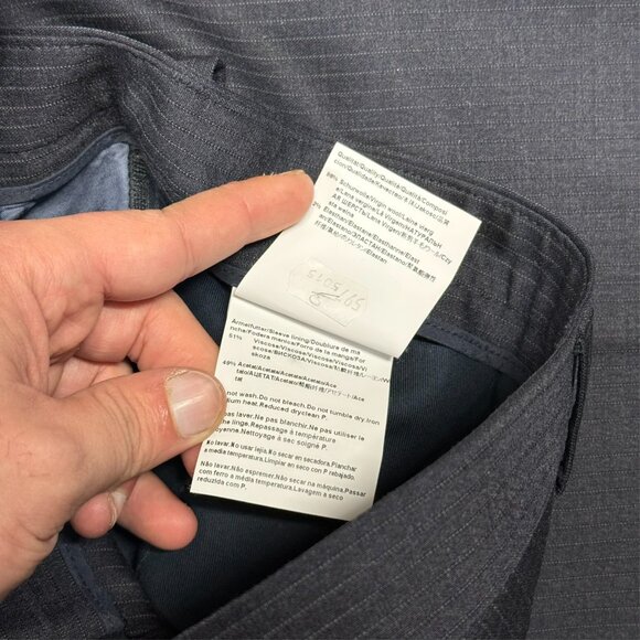 Hugo Boss Dress Pants Navy Blue Pinstripe Stretch Wool Trousers 34x31 - Picture 5 of 10